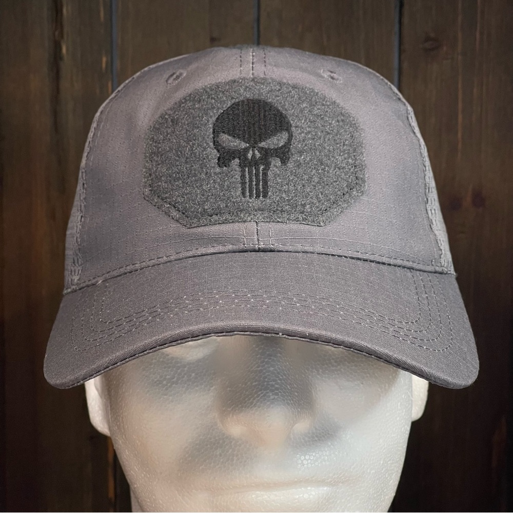 Mens Military Skull Gray Tactical Strapback Hat Cap